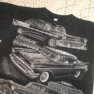 Vtg 80s Mens L Springhill Graphic T Shirt Single Stitch Car‎ Double Sided Faded